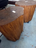 Mesas de canto em tronco de madeira